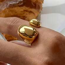 VKHK 1 chiếc nhẫn bản rộng cổ điển bằng thép không gỉ mạ vàng 18k, thích hợp làm quà tặng hàng ngày cho phụ nữ - nhẫn - Xem 9