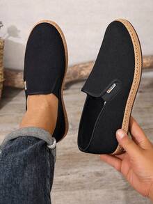 Men's Casual Slip-On Loafers, Versatile Black Driving Loafers, Outdoor Wear, Soft & Lightweight, Non-Slip Soles, Easy To Slip On, Comfortable Daily Footwear - Black - View 2
