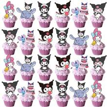Sanrio 25pcs Kuromi Themed Birthday Party Cake Toppers, Cake Decorations For Home Birthday Party, DIY Christmas Decorations
