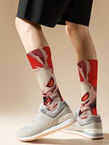 1/2/3/5 pares de calcetines hasta el tobillo para hombre con diseño de conejo, calcetines de tripulación para deportes al aire libre, resistentes, subcultura de moda para hombres
