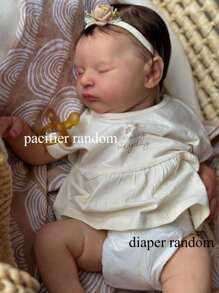 Muñeca renacida realista de 50 cm con piel pintada en 3D y vena vascular. Bebé recién nacida de vinilo suave de 50 cm, adorable juguete para dormir, regalo de cumpleaños (algunas piezas son aleatorias, incluyendo chupete, biberón, accesorios para el cabello y ropa).