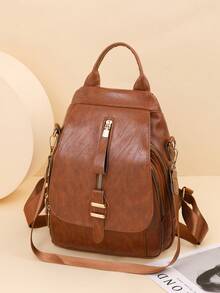 Large Capacity Women's Fashionable Backpack - Brown - View 6