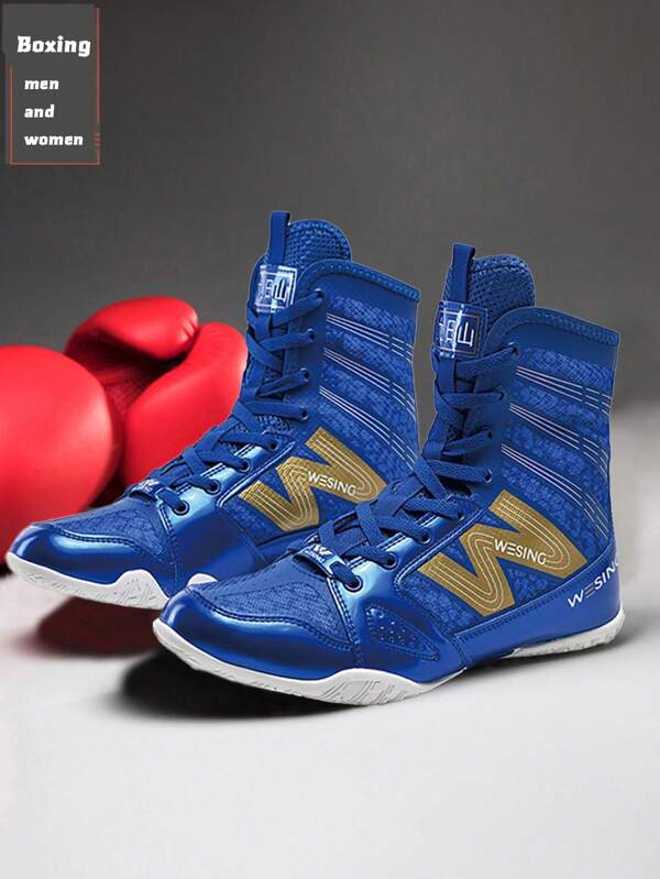 TACHUAN 1 par de zapatos profesionales de entrenamiento de boxeo de caña alta para hombres, con buen soporte y protección de tobillo, material ligero, cómodos, zapatos de boxeo especializados