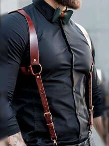 Fashion Men's Backpack, PU Leather Texture, Gothic Style Body Shaping, Easy To Match With Jeans, Daily Essentials