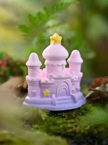 1 pieza, material de resina, ornamento de estatua de castillo de luna y estrella de fantasía de dibujos animados, para decoración de escritorio de hogar/jardín al aire libre/maceta de flores/paisaje de musgo micro/acuario/jaula de mascotas pequeñas, accesorios hechos a mano DIY, ornamentos para mesa de arena psicológica, regalos creativos