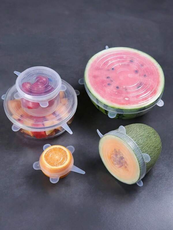 6 أغطية سيليكون قابلة لإعادة الاستخدام للتمدد، أغطية تخزين الطعام في الوعاء، آمنة للغسالة والثلاجة، أدوات مطبخ، لوازم مطبخ بلاستيكية، أغطية وعاء تخزين الطعام، أغطية سيليكون، تخزين في الغسالة والثلاجة