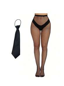 2 PIEZAS Un par de calcetines de red elegantes para mujer combinados con un lazo corto. Esta combinación sirve como una opción ideal para varias ocasiones, incluyendo la temporada de regreso a clases, fiestas, festivales de música de los años 80 y el Día de San Valentín. Halloween