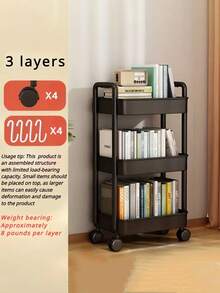 Cărucior mobil de depozitare cu 1/4 niveluri și roți, suport organizator mobil multifuncțional, rafturi detașabile pentru podea pentru haine, depozitare în baie, bucătărie, dormitor, cadou de Crăciun și Ziua Recunoștinței (stil aleatoriu)