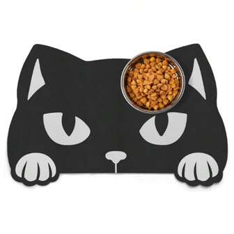 1 pieza Alfombrilla de alimentación para mascotas de silicona con diseño de dibujos animados, absorbente, resistente a la suciedad, antideslizante, de secado rápido, impermeable y fácil de limpiar