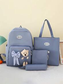 1pc新款组合包，可爱少女小众，高端大气，带蝴蝶结，小熊装饰，时尚新款包包，清新多巴胺配色，青春少女风，可斜挎，肩带可调节，休闲时尚，非常适合带出去玩，也可以作为礼物送给朋友 - 組合包 - 查看 10