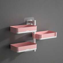 无需钻孔的旋转皂碟，壁挂式浴室皂碟，带排水功能，家居浴室装饰，秋季装饰，返校季 - 彩色 - 查看 11