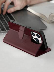 Case Wallet Compatible With IPhone 16 Pro Max, PU Leather Magnetic Protective Cover For Galaxy A56/A16/A55/S25 Ultra/S25 Edge, Flip Folio Case With [Shockproof TPU Inner Shell] Compatible With IPhone13/14/15/16/Ip 11(Dark Maroon), Card Holder Kickstand Phone Cover Compatible With Redmi Note 13 Pro