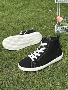 1 Pair Sports Shoes With Lace-Up And Zipper, Comfortable