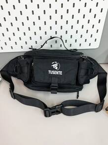 1 Pc Nylon Waterproof Multi-Pocket Multi-Function Waist Bag Chest Bag Cycling Bag Suitable For Sports Cycling