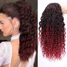 14 Inch 1pc Synthetic Clip In Ponytail Extension Drawstring Ponytail For Women Black Mixed Medium Auburn