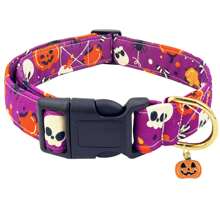 Collier pour chien d'Halloween, cadeau pour animaux de compagnie, collier avec pendentifs mignons, collier de citrouille, d'araignée, de fantôme et de chauve-souris ajustable pour chiens de petite, moyenne et grande taille, mâles et femelles