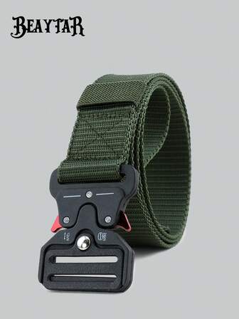 beaytar 1pc Men's Military Style Nylon Buckle Tactical Belt, Multifunctional Waist Belt For Outdoor Sports, Middle-Aged Men