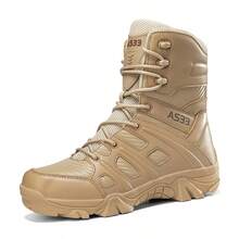 Men's Tactical Boots Military Combat Boots Hiking Shoes, Jungle Boots, Duty Boots, Mens Work Boots, Zipper Boots, Desert Boots With Zipper, Breathable Lightweight Anti-Skid For Mountaineering Hiking Exploration Tactical All-Season Lightweight Non-Slip High Top Boots For Outdoor Hunting Work - 卡其色 - 查看 2
