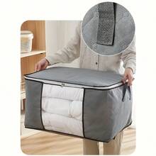 1/2/4 Pcs Extra Large(90L) Storage Bag With Clear Window, Reinforced Handles, Secure Zipper - Foldable Closet Organizer For Blankets And Quilts, Mother'S Day Gifts, Father Day Gift, Easter Basket Stuffers, Home Decor, Room Decor, Bathroom Decor, Cover For Home, Cooling Gel, Home Essentials, Wedding Essentials, Back To School Supplies - Grey and White - 查看 5