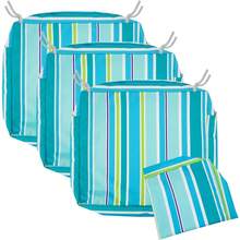 Local Delivery- Outdoor Cushion Slipcovers Waterproof 4 Pack Patio Chair Seat Cushion Covers With Zipper And Tie, 22 X 20 X 4 Inch, Replacement Cover Only - Stripes Turquoise - View 1