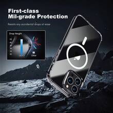 [1pc Magnetic Phone Case] Transparent Acrylic Magnetic Phone Case Suitable For Iphone 16 Promax Phone Case, Iphone 15 Plus Upgrade [Compatible With Magsafe] Shock-Absorbing Bumper - Transparent Iphone 14 - Clear - View 6