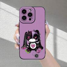 Funda de teléfono móvil con patrón de muñeca de dibujos animados de estilo punk morado, nueva y de alta , con protección de cámara completa, a prueba de golpes y antihuellas, adecuada para los modelos 16/15/14/13/12/11/X/XR/XS/8/7/SE Mini Plus Pro Max. Puede ser un regalo para amigos hombres y mujeres. - Negro - Ver 5