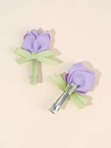 10pcs Girls Colorful Fabric Tulips Hair Clips,Alligator Clips Hairpins,Fashion Hair Accessories For Kids Toddlers Summer Gifts - Multicolor - View 9