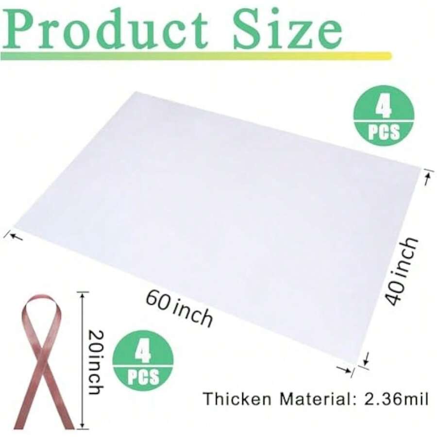 4 bolsas grandes de almacenamiento de plástico transparente a prueba de polvo de 40" x 60", bolsas gigantes a prueba de humedad para equipaje, maletas, muebles (incluyen 4 cintas) - 4 - Ver 1