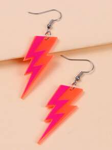 1 Par de Brincos Exagerados de Raio Fluorescente de Acrílico, Simples e da Moda para Mulheres
