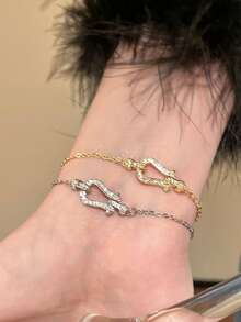 1 件时尚马蹄形方晶锆石手链，百搭马蹄形手链，女士珠宝配饰 - 馬蹄扣手鍊 - 查看 2