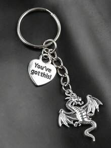 1pc/4pcs Vintage Silver Dragon Key Chain Keyring, Handbag Accessory, Car Key Chain, For Men & Women, Suitable For Multipurpose, Ideal For Birthday, Party, Back To School Gifts - Silver - View 8