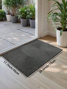 1PC-Thảm cửa hình học sọc xám cổ điển, Thảm lối vào phong cách hiện đại dùng được cho mọi mùa bằng polyester, Chống phai màu, Kiểu dáng thấp, Không trơn trượt, Dễ vệ sinh, Thích hợp cho sân trong, Trong nhà, Ngoài trời, Sân vườn, Hành lang Trang trí nhà cửa - Màu xám đen - Xem 13
