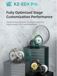 KZ KZ EDX PRO Gaming Earbuds, IEM Headphones With 1DD, IEM For Gaming, HiFi Deep Bass In-Ear Monitors, Dynamic Driver Detachable Cable, Suitable For Video & Music, Comes With Storage Case And Comfortable Memory Foam Replacement Eartips (Transparent/Black/Blue)