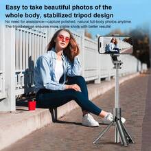 Portable Selfie Stick, Extendable Selfie Stick Tripod With Wireless Remote And Tripod Stand, Lightweight And Compact, Compatible With IPhone 15 14 13 12 Pro Xs Max X 8Plus, Android, GoPro - Black - View 5