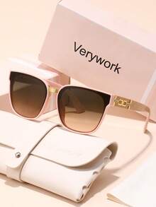 Verywork 1 件方形钻石网格图案优雅复古休闲精致春季品牌设计女士时尚眼镜驾驶购物高尔夫户外旅行露营夏季热带海滩度假配件礼物的理想选择方形墨镜 - 彩色 - 查看 8