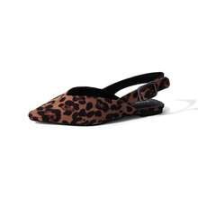 Women's Black Brown Leopard Slingback Flats – Pointed Toe Faux Leather Flats With Adjustable Strap - LEOFS (BÒ) - Xem 2