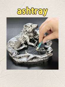 1pc Silver Resin Creative Animal Design Decorative Ashtray For Home And Living Room. Suitable As A Holiday Gift Or As A Gift For Your Boyfriend.
