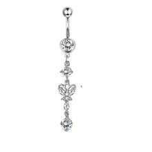 Navel Piercing Ring With Micro-Inlay Zirconia Stone, Gold Butterfly Navel Piercing Jewelry