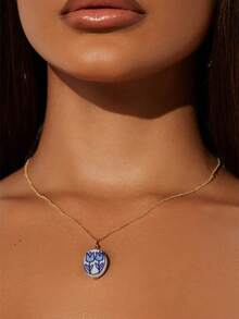 1 colar com pingente de tulipa pintado à mão, estilo porcelana chinesa vintage, para mulheres, adequado para uso diário