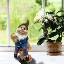 1 Stück Gartenfigur Zwerg & Pilz - lebhafte Harz Outdoor Dekoration mit Feenbeleuchtung, perfekt für Ostern und Heimdekoration, Outdoor Dekoration | Märchendesign | feine Handwerkskunst, Zwerg Dekoration