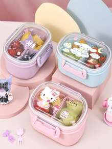 Sanrio 1 Pezzo Set Contenitore Pranzo Rosa Hello Kitty & Friends - A prova di perdite, Rettangolare, Contenitore Pranzo in Plastica con Scomparti, Lavabile a Mano per Lavoro, Scuola e Viaggio, Scatola Porta Pranzo | Contenitore Pranzo a Tema Personaggio | Facile da Pulire, Sanrio, Ritorno a Scuola