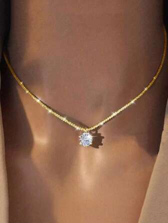 1 st lyxigt halsband med hänge i silverfärgat konstgjort kristall för kvinnor, lämpligt för vardagsbruk, utsökt perfekt present till nära och kära