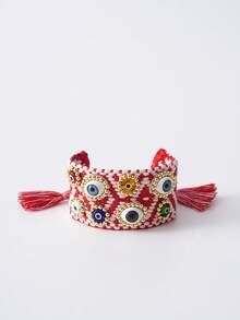 Tropiscape 1 Stück Lampwork Glas böse Augen gewebte Armbänder stapelbar Wickel Stoff Armbänder Urlaubs Stimmung Urlaub entspannen Strand Herbst Weihnachten Weihnachten Winter Weihnachtsgeschenke - Evil Eye Armband - Übersicht 4