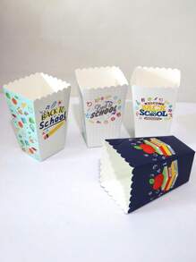 2 Peças Bandejas de Pipoca de Volta às Aulas com Elemento de Papelaria - Caixa de Doces Perfeita para Noites de Cinema, Aniversários, Casamentos e Comemorações Feriados - Recipientes de Lanche de Papel Durável para Doces, Lanches (Estilos Variados) Suprimentos Escolares Volta às Aulas Itens Essenciais Escolares Coisas de Escola