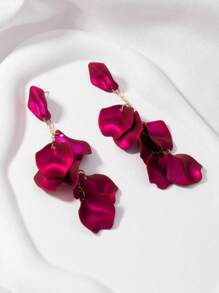 1 Pair Vintage Elegant Sweet Acrylic Petal Glossy Tassel Luxury Earrings For Women