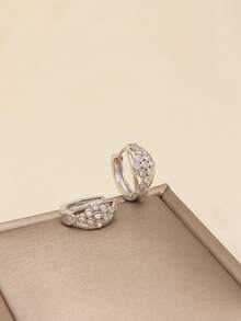 Simple Gold Plated Design Style Earrings Fashion Jewelry For Woman Gifts Inlaid Gems Rhinestone Piercing Small Round Earrings Party Wear Accessories - JH0533 - View 5