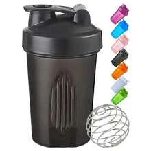 Sports Shaker Bottles Water Cups Whey Protein Powder Mixer Leak Proof Fitness Gym Shaker Outdoor Portable Drink Cup 400ML - 藍色 - 查看 1