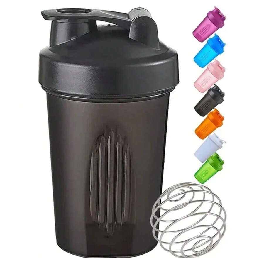 Sports Shaker Bottles Water Cups Whey Protein Powder Mixer Leak Proof Fitness Gym Shaker Outdoor Portable Drink Cup 400ML - 藍色 - 查看 1