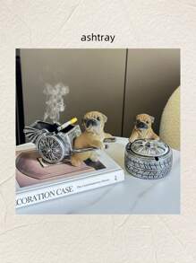 1pc Resin Multi-Color Ashtray Creative Personalized Home Living Room Anti-Flying Ash Dustproof Cute Dog Office Anti-Smell Ashtray