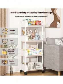 1 件可移动书架收纳架、儿童玩具收纳架、桌下零食架、独立式小型滚动手推车 - 彩色 - 查看 7